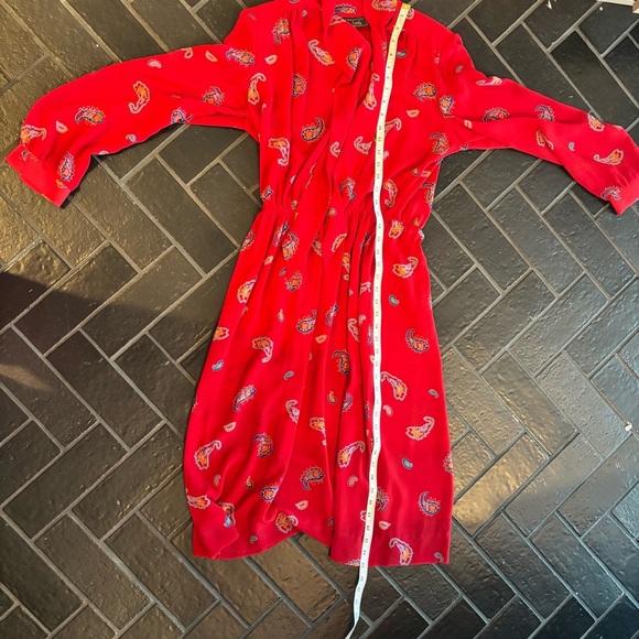 Vintage 1980 Red Paisley Secretary Dress with belt - Picture 5 of 8